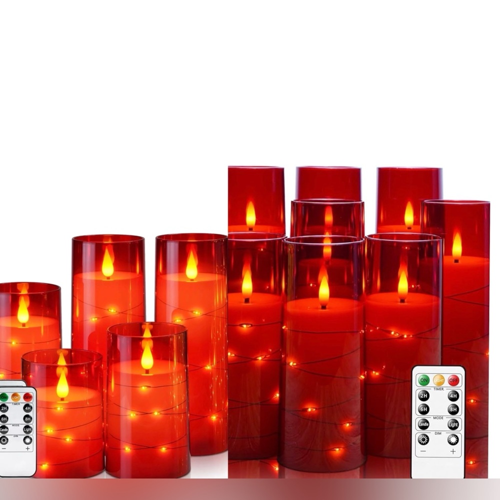 13 Pcs Flameless LED Candles with Timer Flickering Acrylic Embedded Star String